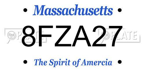 8FZA27 Massachusetts License Plate