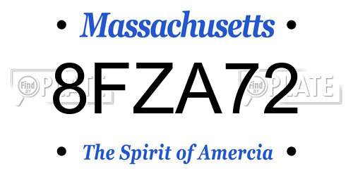 8FZA72 Massachusetts License Plate