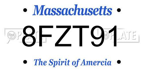 8FZT91 Massachusetts License Plate
