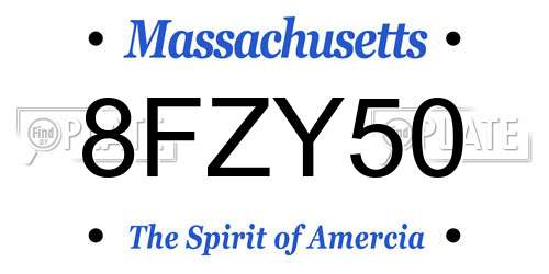 8FZY50 Massachusetts License Plate