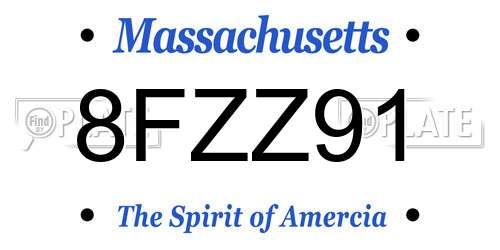 8FZZ91 Massachusetts License Plate