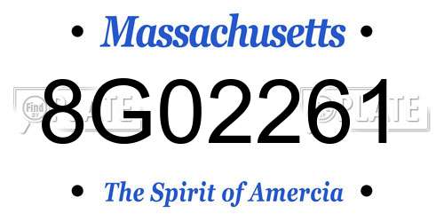 8G02261 Massachusetts License Plate