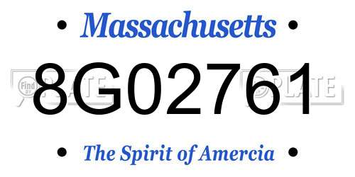 8G02761 Massachusetts License Plate
