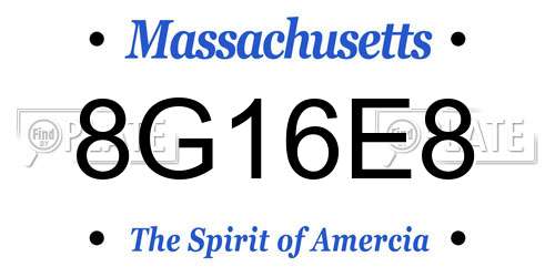 8G16E8 Massachusetts License Plate