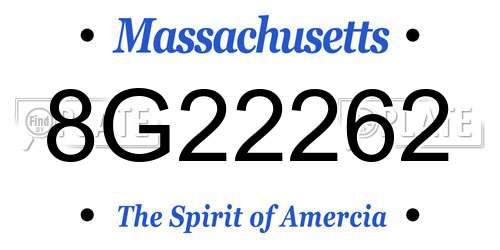 8G22262 Massachusetts License Plate