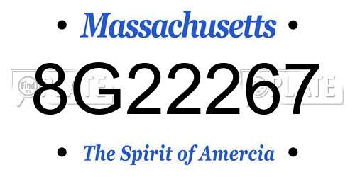8G22267 Massachusetts License Plate