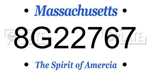 8G22767 Massachusetts License Plate