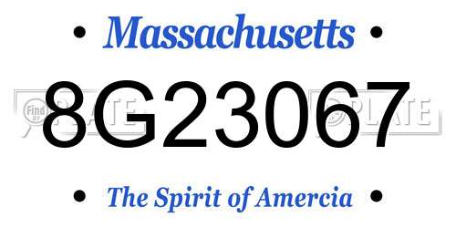8G23067 Massachusetts License Plate