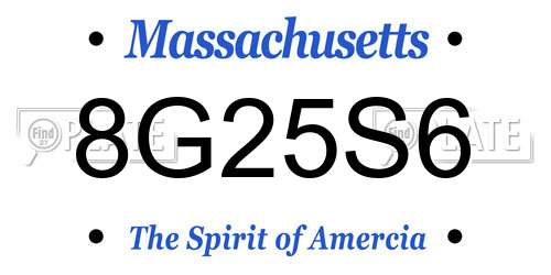 8G25S6 Massachusetts License Plate