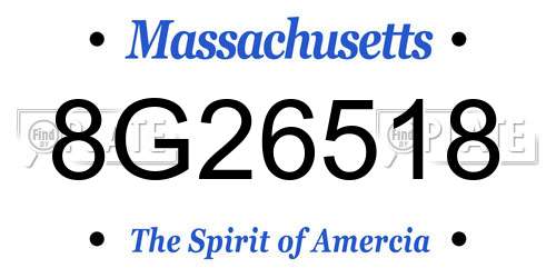 8G26518 Massachusetts License Plate