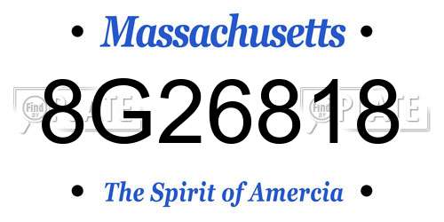 8G26818 Massachusetts License Plate
