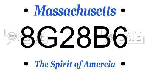 8G28B6 Massachusetts License Plate