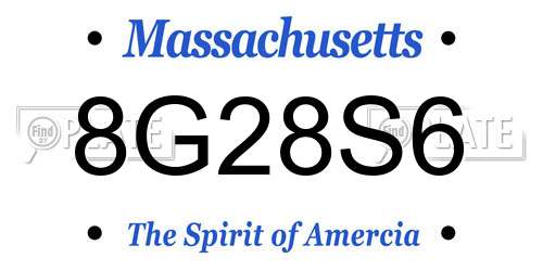 8G28S6 Massachusetts License Plate