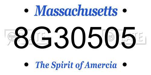 8G30505 Massachusetts License Plate