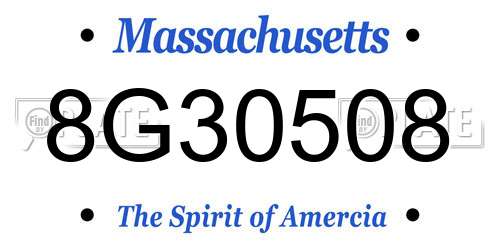8G30508 Massachusetts License Plate