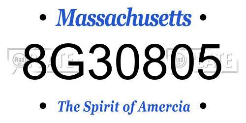 8G30805 Massachusetts License Plate