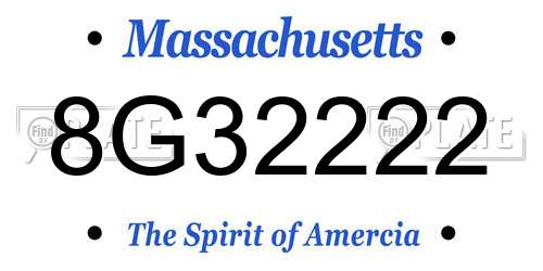 8G32222 Massachusetts License Plate