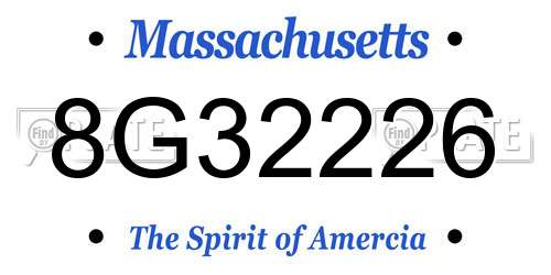 8G32226 Massachusetts License Plate