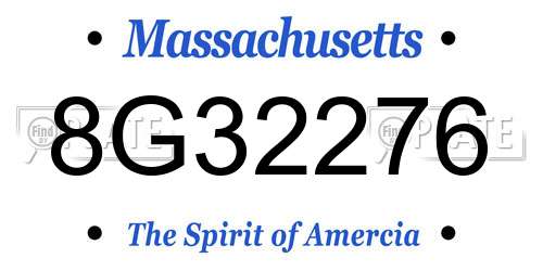 8G32276 Massachusetts License Plate