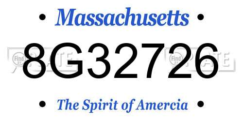 8G32726 Massachusetts License Plate