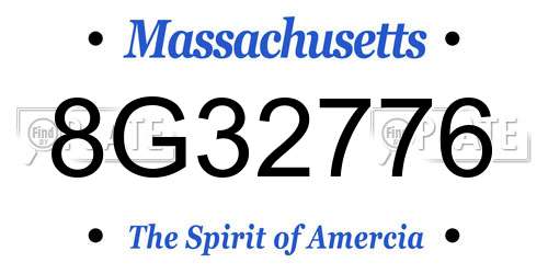 8G32776 Massachusetts License Plate