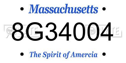 8G34004 Massachusetts License Plate