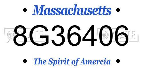 8G36406 Massachusetts License Plate