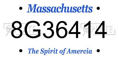 8G36414 Massachusetts License Plate