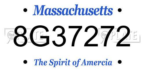 8G37272 Massachusetts License Plate