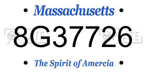 8G37726 Massachusetts License Plate
