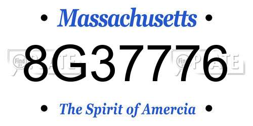 8G37776 Massachusetts License Plate