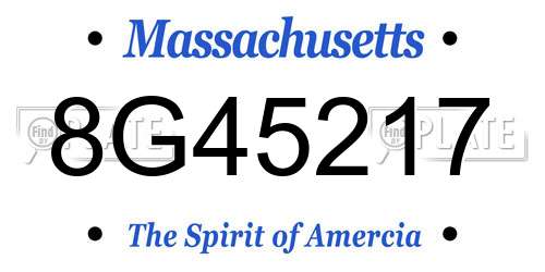 8G45217 Massachusetts License Plate