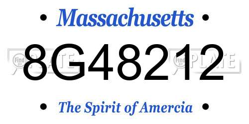 8G48212 Massachusetts License Plate
