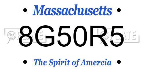 8G50R5 Massachusetts License Plate