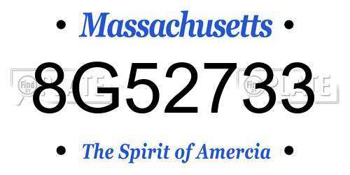 8G52733 Massachusetts License Plate