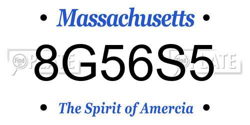 8G56S5 Massachusetts License Plate