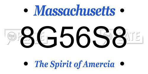 8G56S8 Massachusetts License Plate