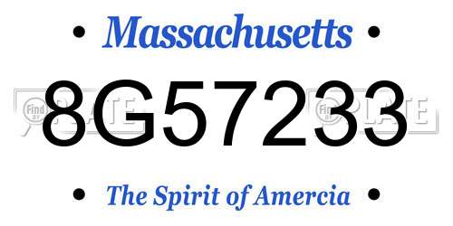 8G57233 Massachusetts License Plate