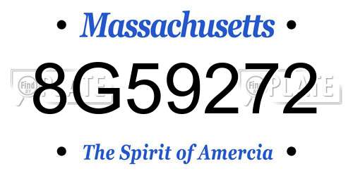 8G59272 Massachusetts License Plate