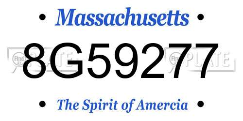 8G59277 Massachusetts License Plate