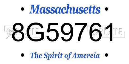 8G59761 Massachusetts License Plate