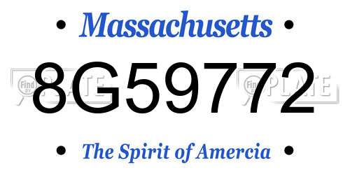 8G59772 Massachusetts License Plate