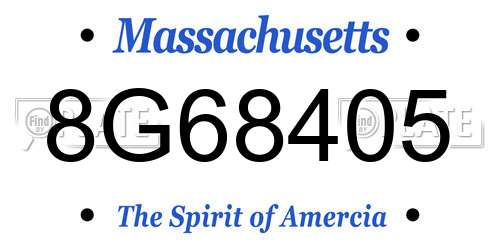 8G68405 Massachusetts License Plate