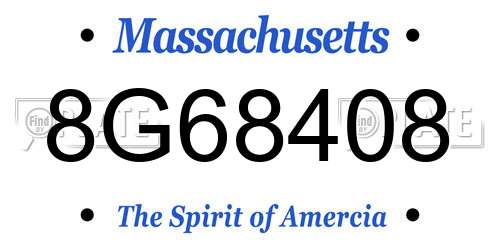 8G68408 Massachusetts License Plate