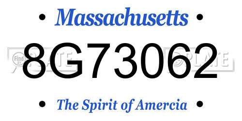 8G73062 Massachusetts License Plate