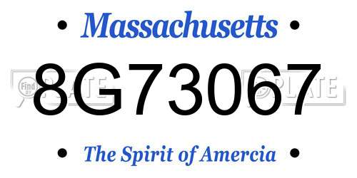 8G73067 Massachusetts License Plate