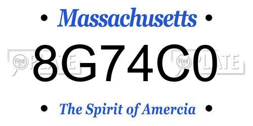 8G74C0 Massachusetts License Plate