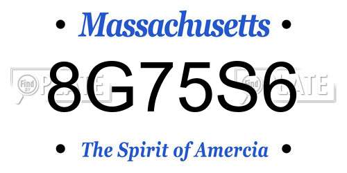 8G75S6 Massachusetts License Plate