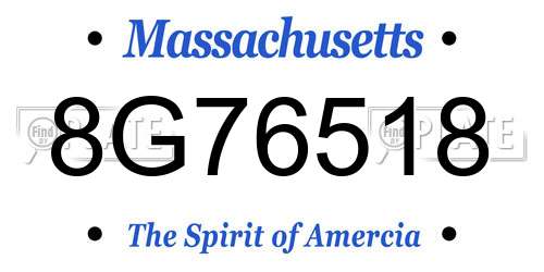 8G76518 Massachusetts License Plate