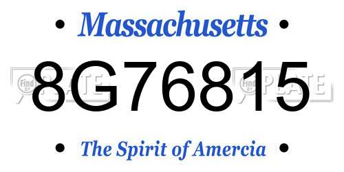 8G76815 Massachusetts License Plate